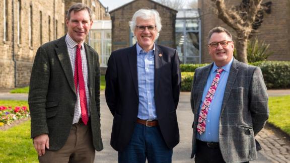 Martin Williams, chair, University of Cumbria board of directors; Enterprising Cumbria chairman David Beeby; and UoC Deputy Vice Chancellor Professor Brian Webster-Henderson OBE