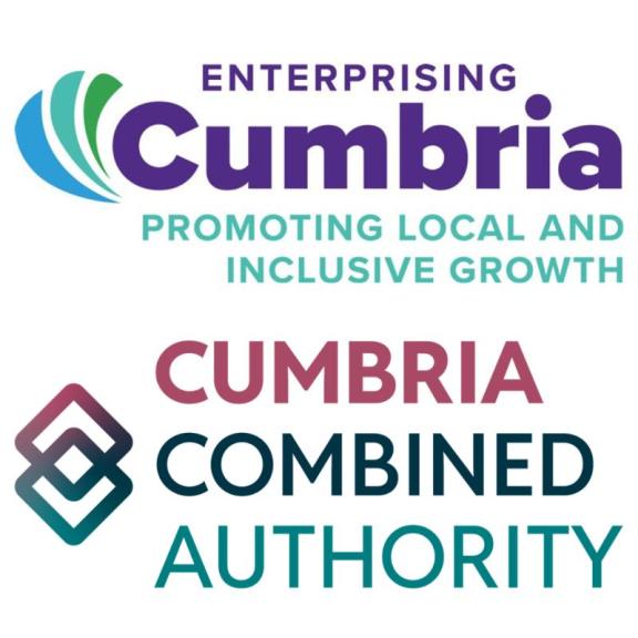 Enterprising Cumbria logo and Cumbria Combined Authority logo