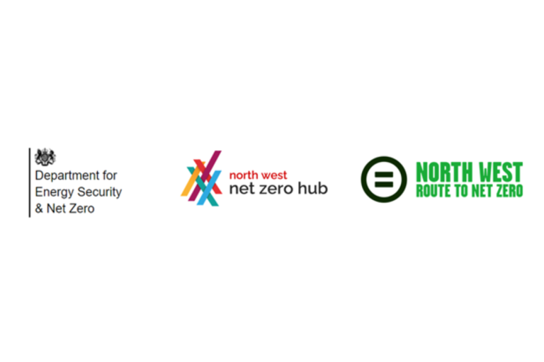 Logos for Department for Energy Security and Net Zero, North West Net Zero Hub and North West Route to Net Zero