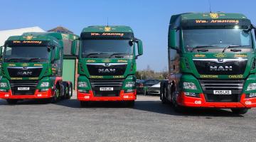 Three HGV trucks in a row